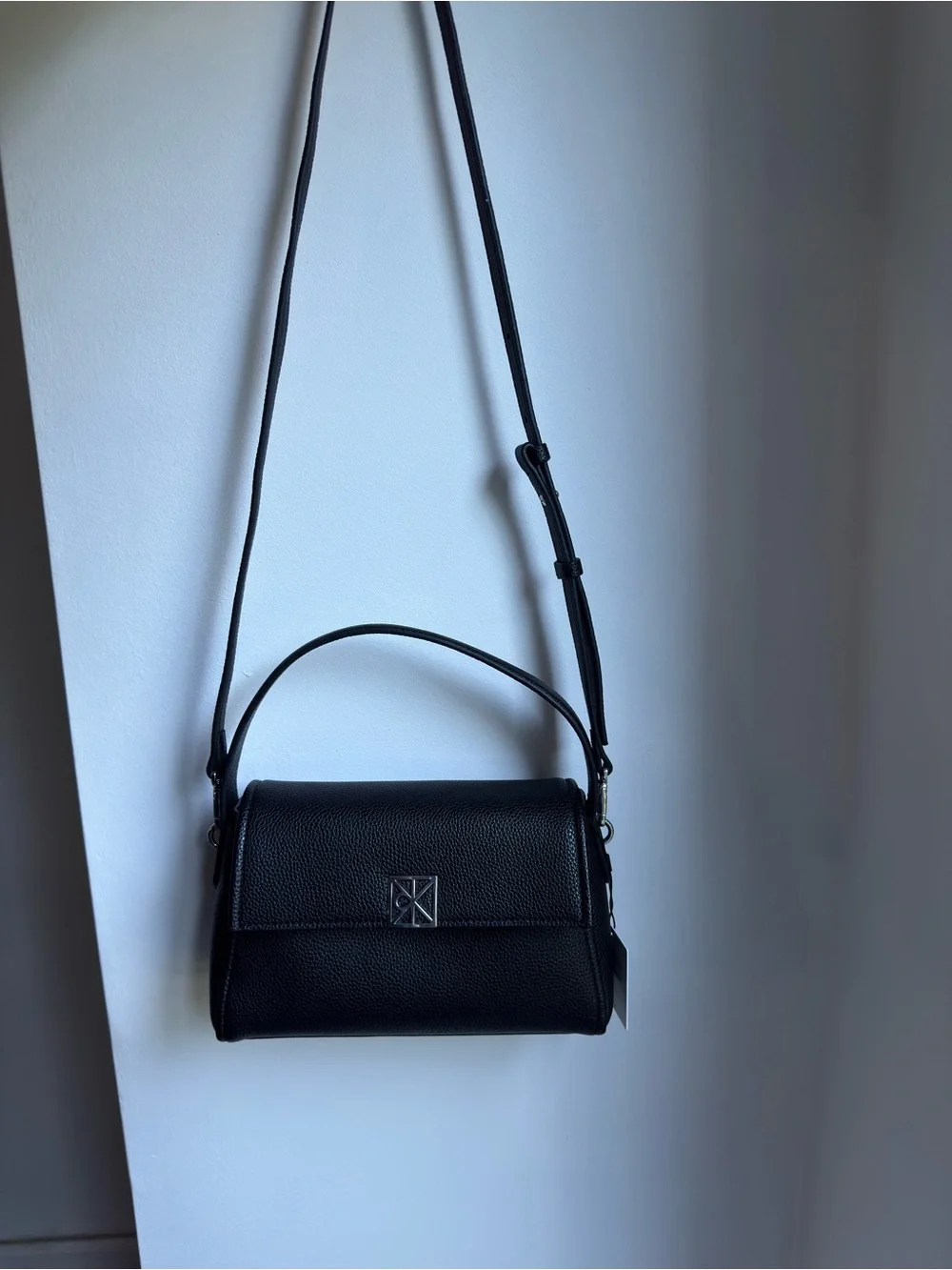 Calvin Klein Black Pebbled Leather Shoulder Bag